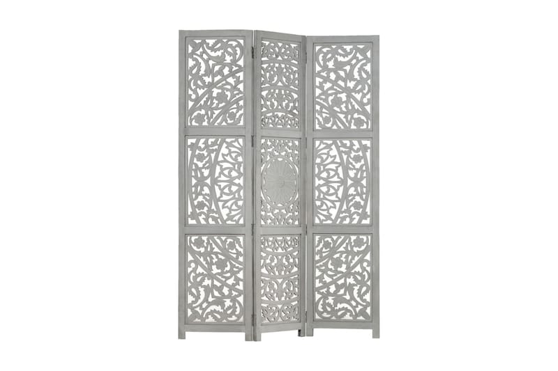 Rumsavdelare 3 paneler handsnidad grå 120x165 cm mangoträ - Grå - Inredning & dekor - Dekor & inredningsdetaljer - Rumsavdelare