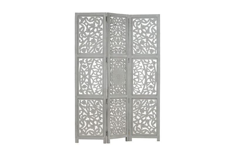 Rumsavdelare 3 paneler handsnidad grå 120x165 cm mangoträ - Grå - Inredning & dekor - Dekor & inredningsdetaljer - Rumsavdelare