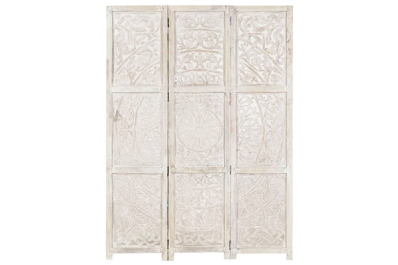 Rumsavdelare 3 paneler handsnidad vit 120x165 cm mangoträ - Vit - Inredning & dekor - Dekor & inredningsdetaljer - Rumsavdelare