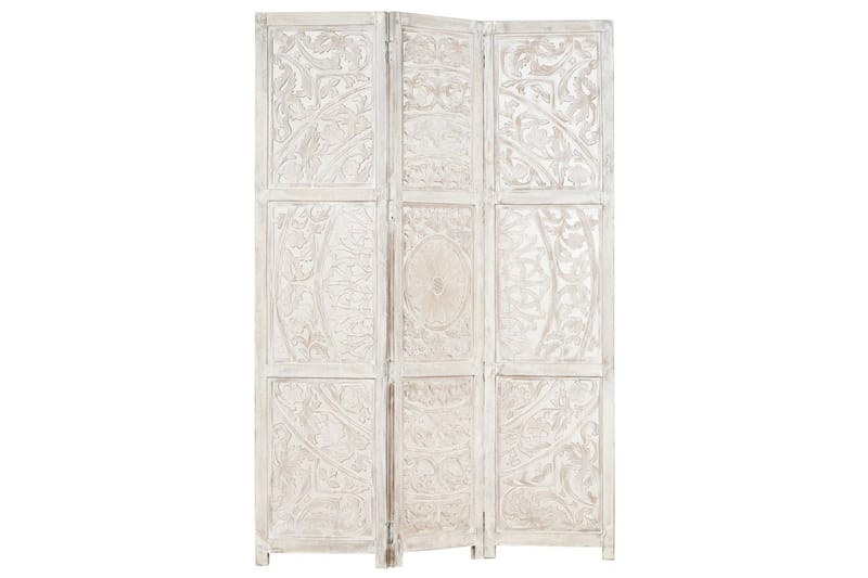 Rumsavdelare 3 paneler handsnidad vit 120x165 cm mangoträ - Vit - Inredning & dekor - Dekor & inredningsdetaljer - Rumsavdelare