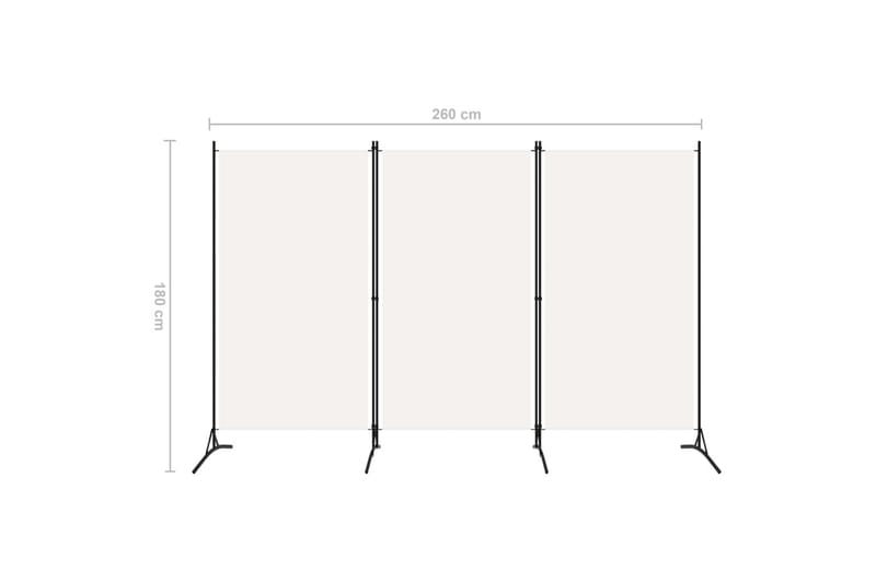 Rumsavdelare 3 paneler gräddvit 260x180 cm - Vit - Inredning & dekor - Dekor & inredningsdetaljer - Rumsavdelare