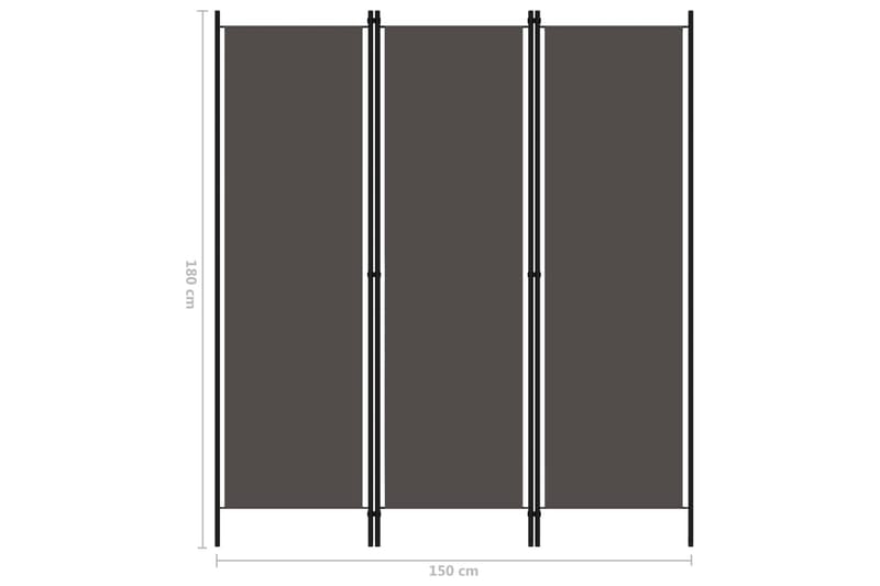 Rumsavdelare 3 paneler antracit 150x180 cm - Grå - Rumsavdelare