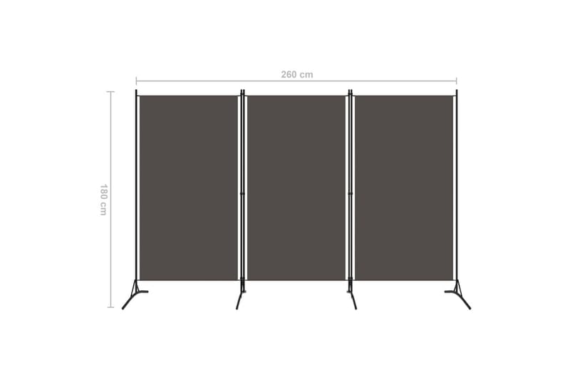 Rumsavdelare 3 paneler antracit 260x180 cm - Grå - Inredning & dekor - Dekor & inredningsdetaljer - Rumsavdelare