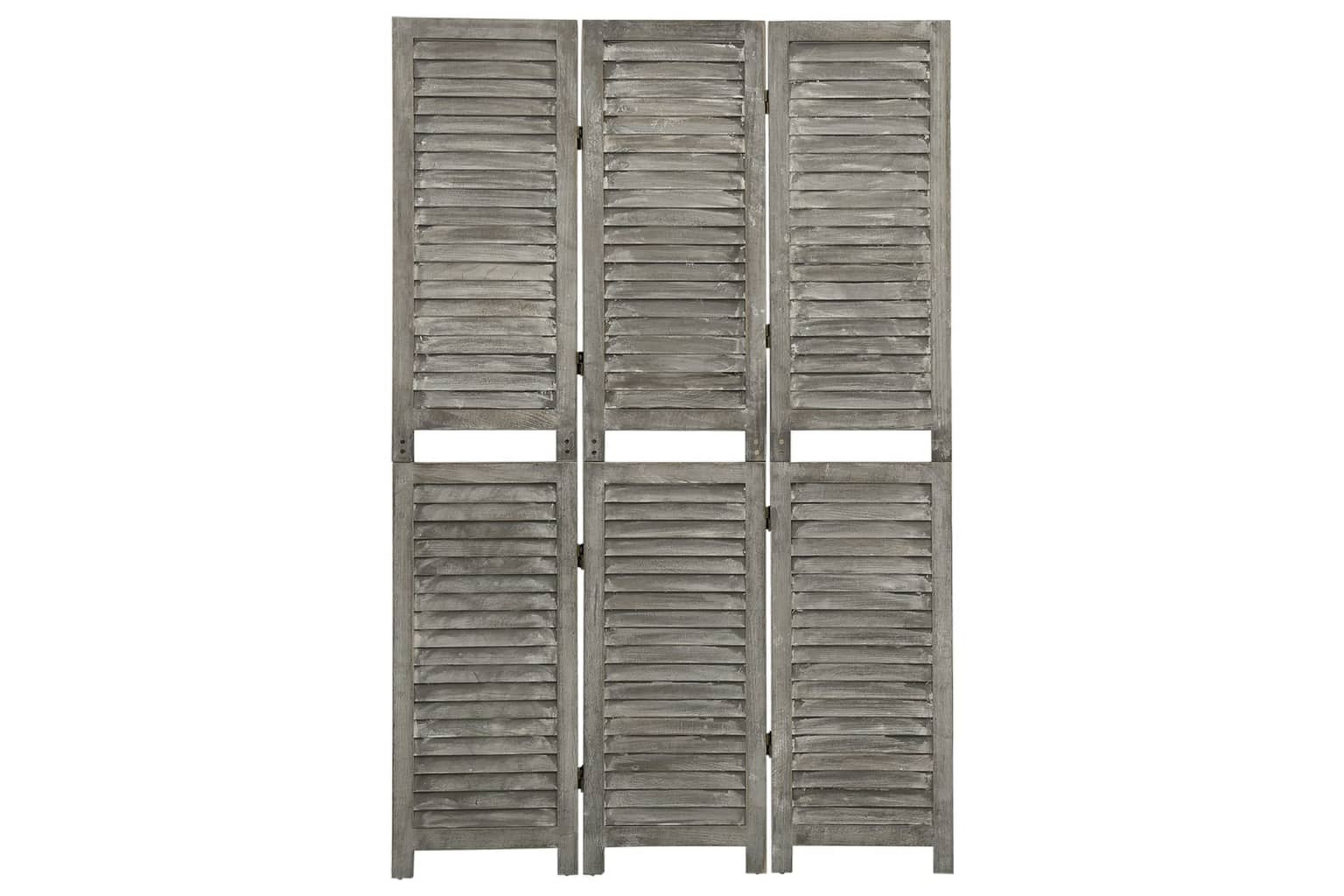 Rumsavdelare 3 paneler grå 106,5×166 cm massivt trä – Grå
