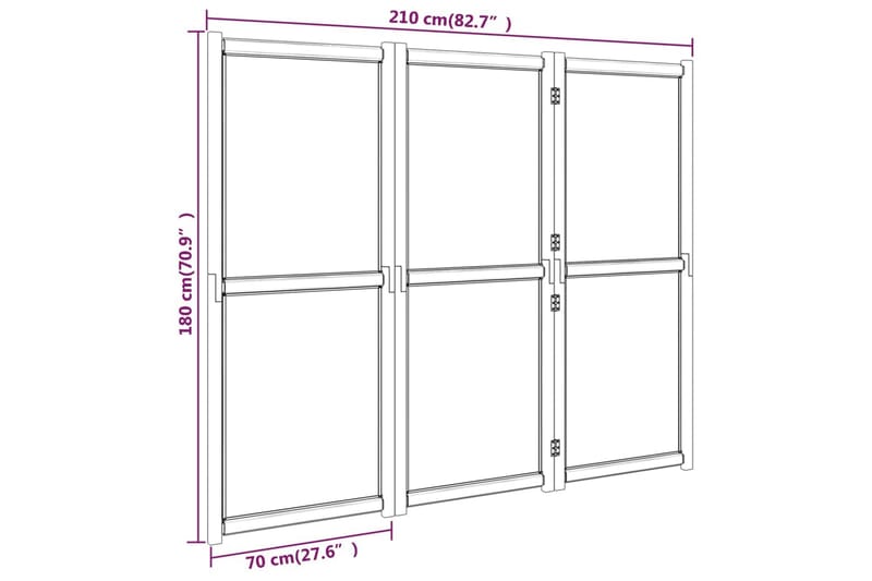 Rumsavdelare 3 paneler svart 210x180 cm - Svart - Inredning & dekor - Dekor & inredningsdetaljer - Rumsavdelare