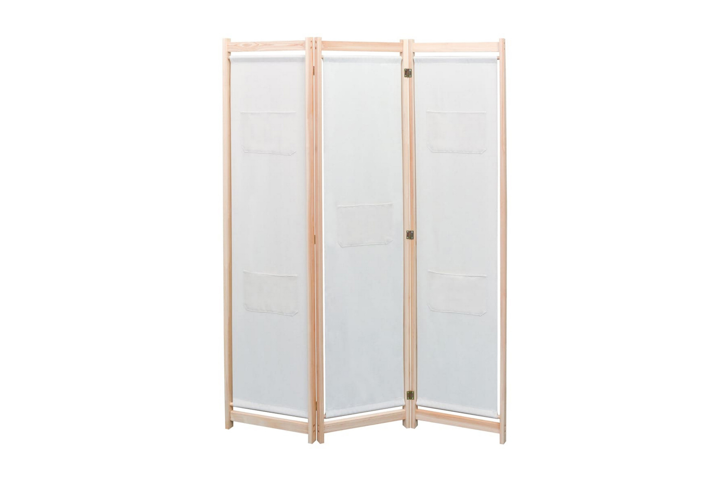 Rumsavdelare 3 paneler gräddvit 120x170x4 cm tyg – Vit