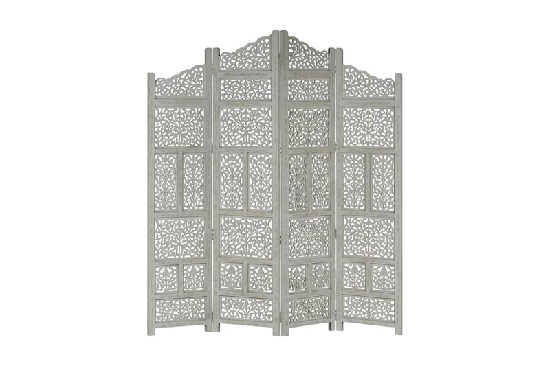 Rumsavdelare 4 paneler handsnidad grå 160x165 cm mangoträ - Inredning & dekor - Dekor & inredningsdetaljer - Rumsavdelare