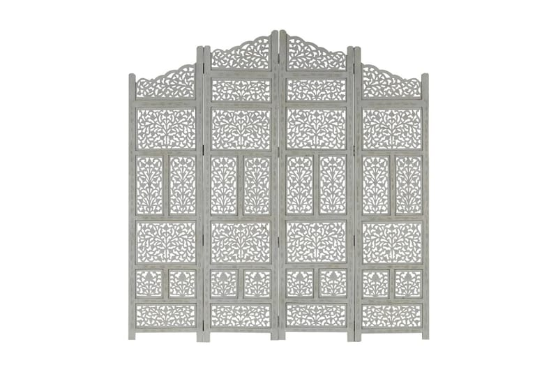 Rumsavdelare 4 paneler handsnidad grå 160x165 cm mangoträ - Inredning & dekor - Dekor & inredningsdetaljer - Rumsavdelare