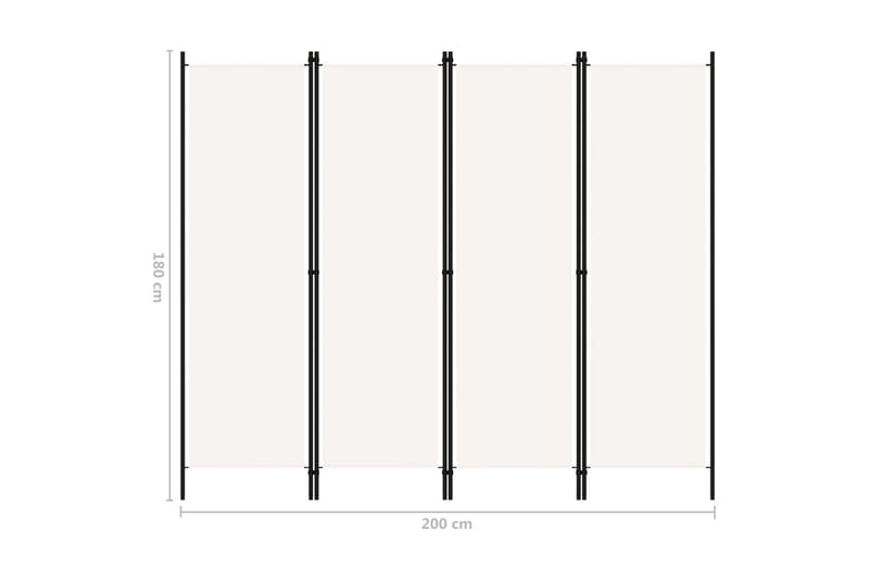 Rumsavdelare 4 paneler gräddvit 200x180 cm - Vit - Rumsavdelare