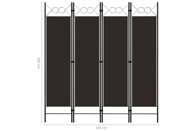 Rumsavdelare 4 paneler brun 160x180 cm - Brun - Rumsavdelare