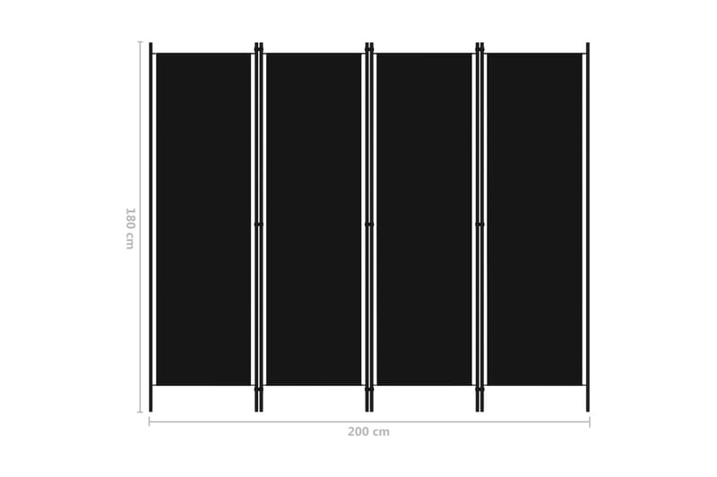 Rumsavdelare 4 paneler svart 200x180 cm - Svart - Inredning & dekor - Dekor & inredningsdetaljer - Rumsavdelare