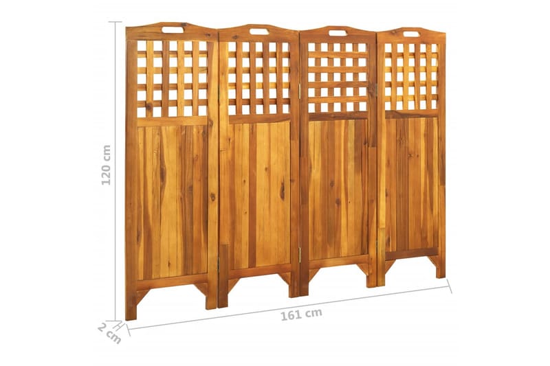 Rumsavdelare 4 paneler 161x2x120 cm massivt akaciaträ - Brun - Inredning & dekor - Dekor & inredningsdetaljer - Rumsavdelare