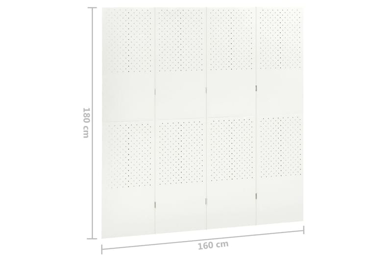 Rumsavdelare 4 paneler vit 160x180 cm stål - Rumsavdelare