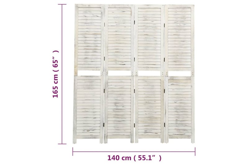 Rumsavdelare 4 paneler antikvit 140x165 cm trä - Vit - Inredning & dekor - Dekor & inredningsdetaljer - Rumsavdelare