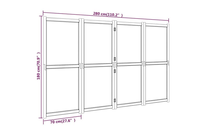 Rumsavdelare 4 paneler gräddvit 280x180 cm - Kräm - Inredning & dekor - Dekor & inredningsdetaljer - Rumsavdelare