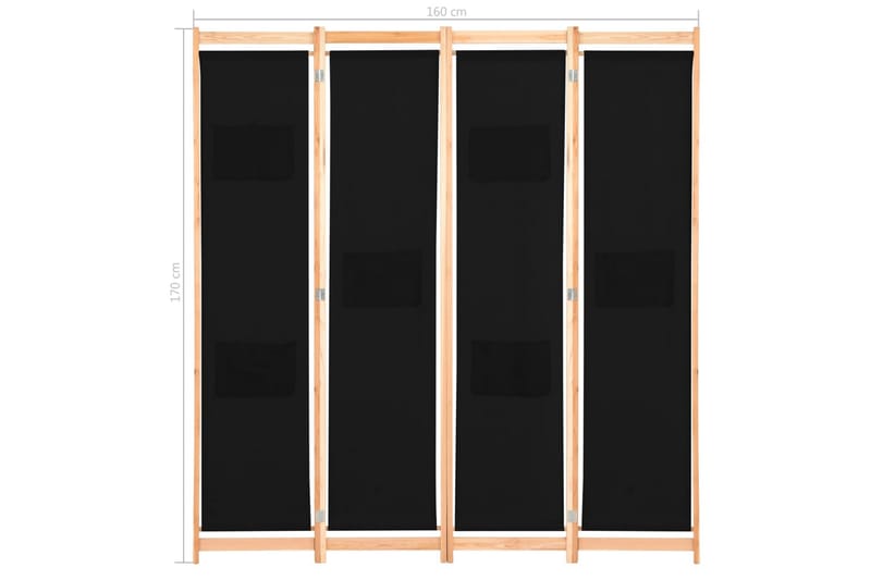 Rumsavdelare 4 paneler 160x170x4 cm svart tyg - Inredning & dekor - Dekor & inredningsdetaljer - Rumsavdelare