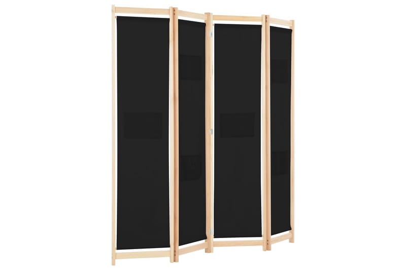 Rumsavdelare 4 paneler 160x170x4 cm svart tyg - Rumsavdelare