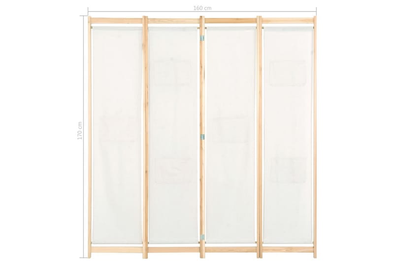 Rumsavdelare 4 paneler 160x170x4 cm gräddvit tyg - Inredning & dekor - Dekor & inredningsdetaljer - Rumsavdelare