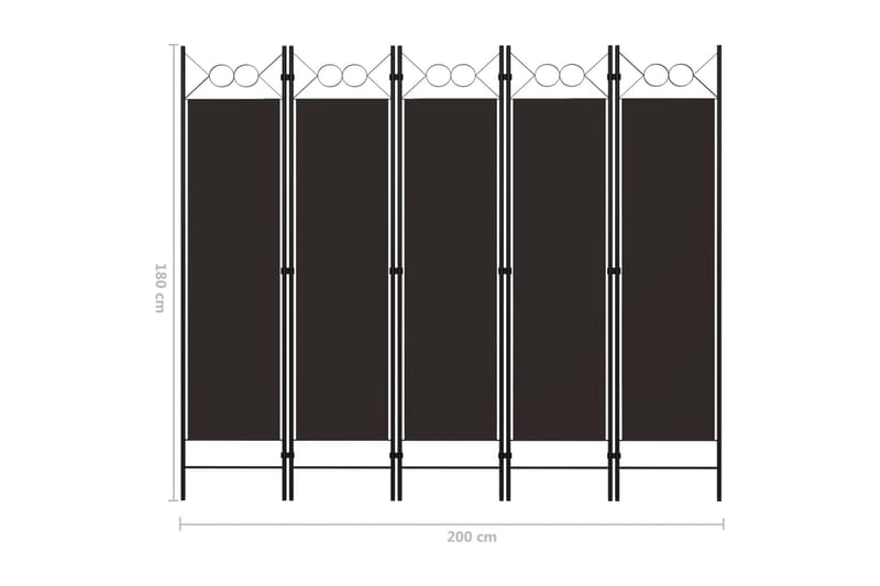 Rumsavdelare 5 paneler brun 200x180 cm - Brun - Inredning & dekor - Dekor & inredningsdetaljer - Rumsavdelare