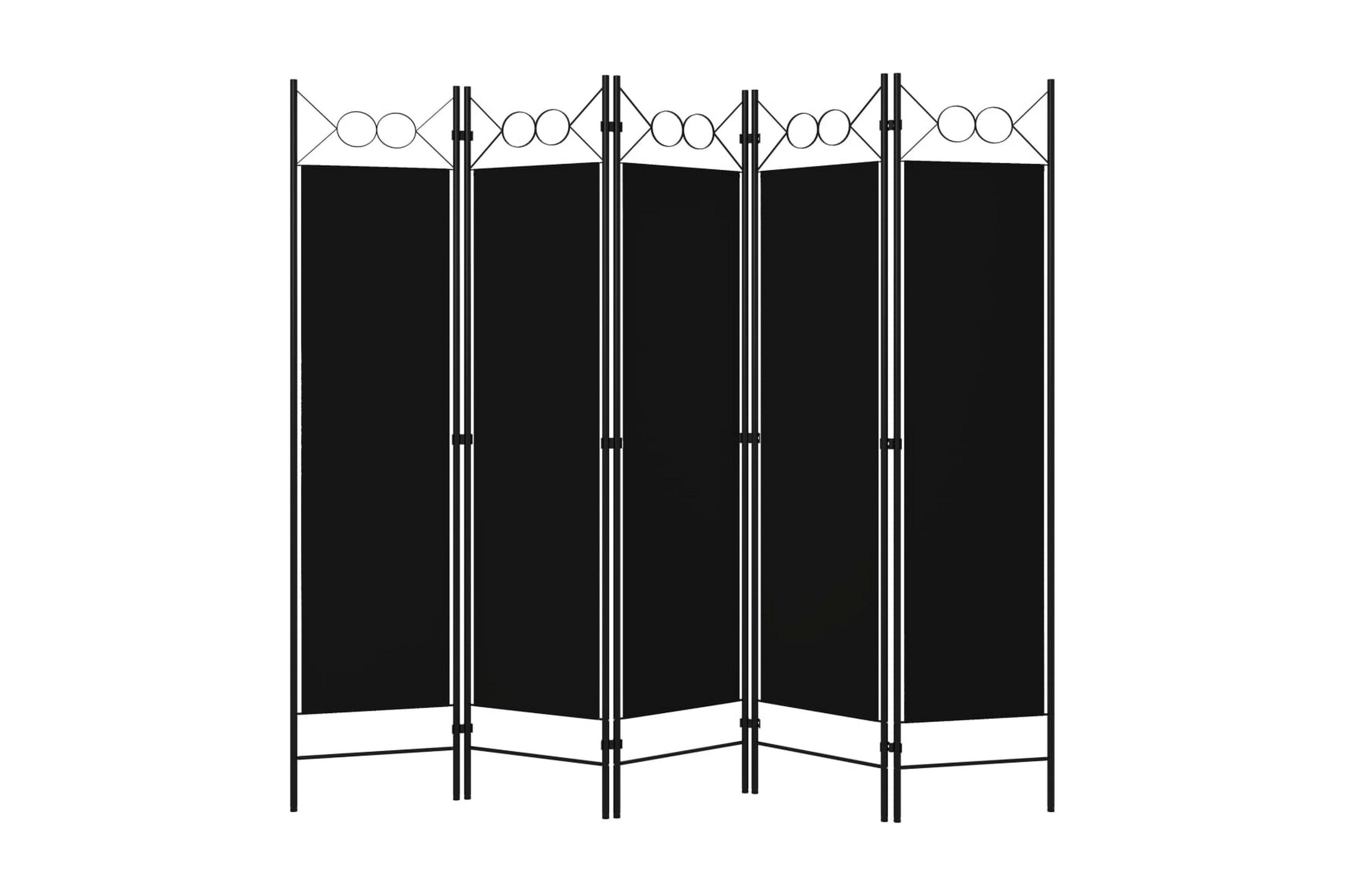 Rumsavdelare 5 paneler svart 200×180 cm – Svart