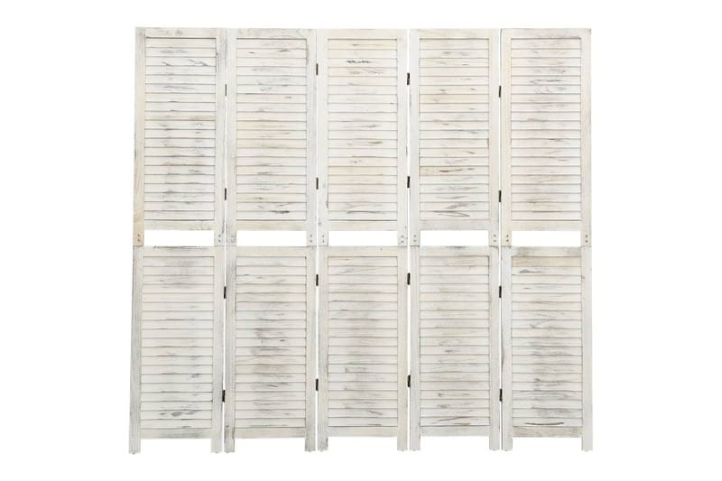 Rumsavdelare 5 paneler antikvit 178,5x166 cm massivt trä - Vit - Inredning & dekor - Dekor & inredningsdetaljer - Rumsavdelare
