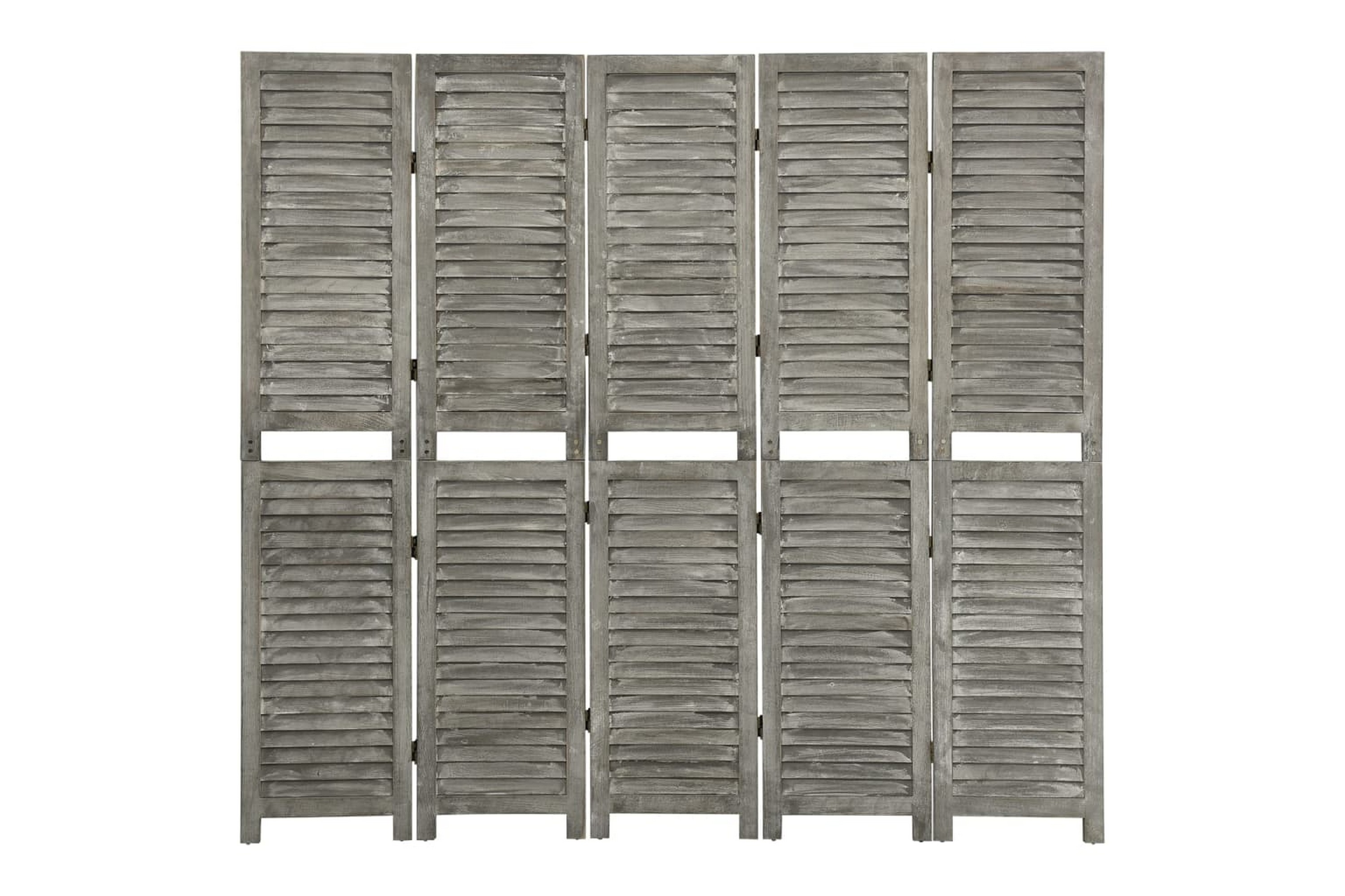 Rumsavdelare 5 paneler grå 179×166 cm massivt trä – Grå