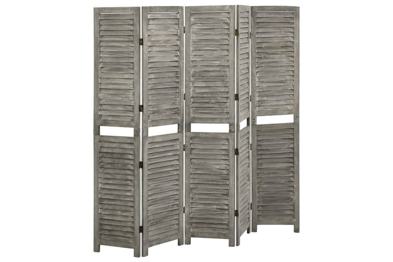 Rumsavdelare 5 paneler grå 179x166 cm massivt trä - Grå - Rumsavdelare
