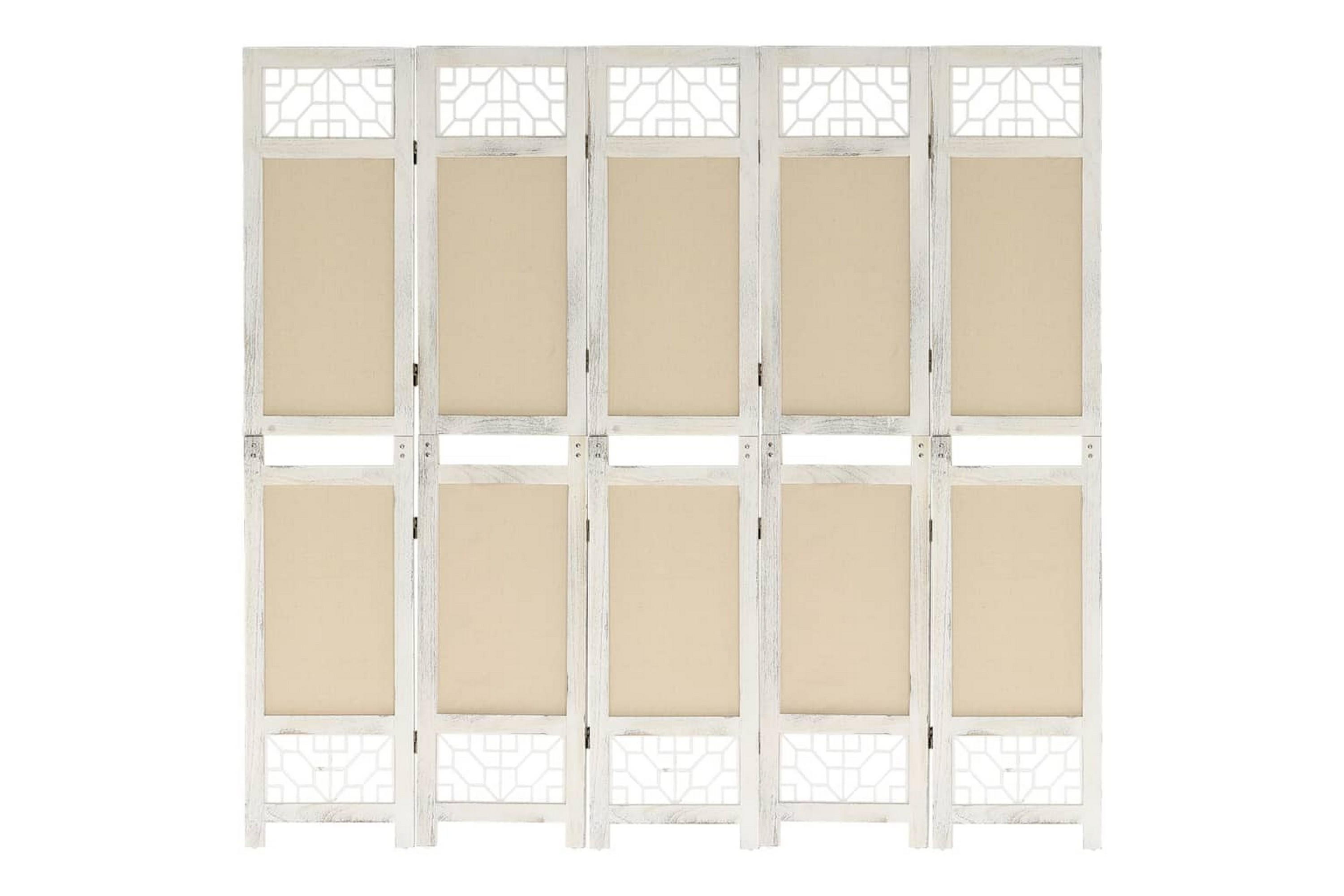 Rumsavdelare 5 paneler gräddvit 175×165 cm tyg – Kräm