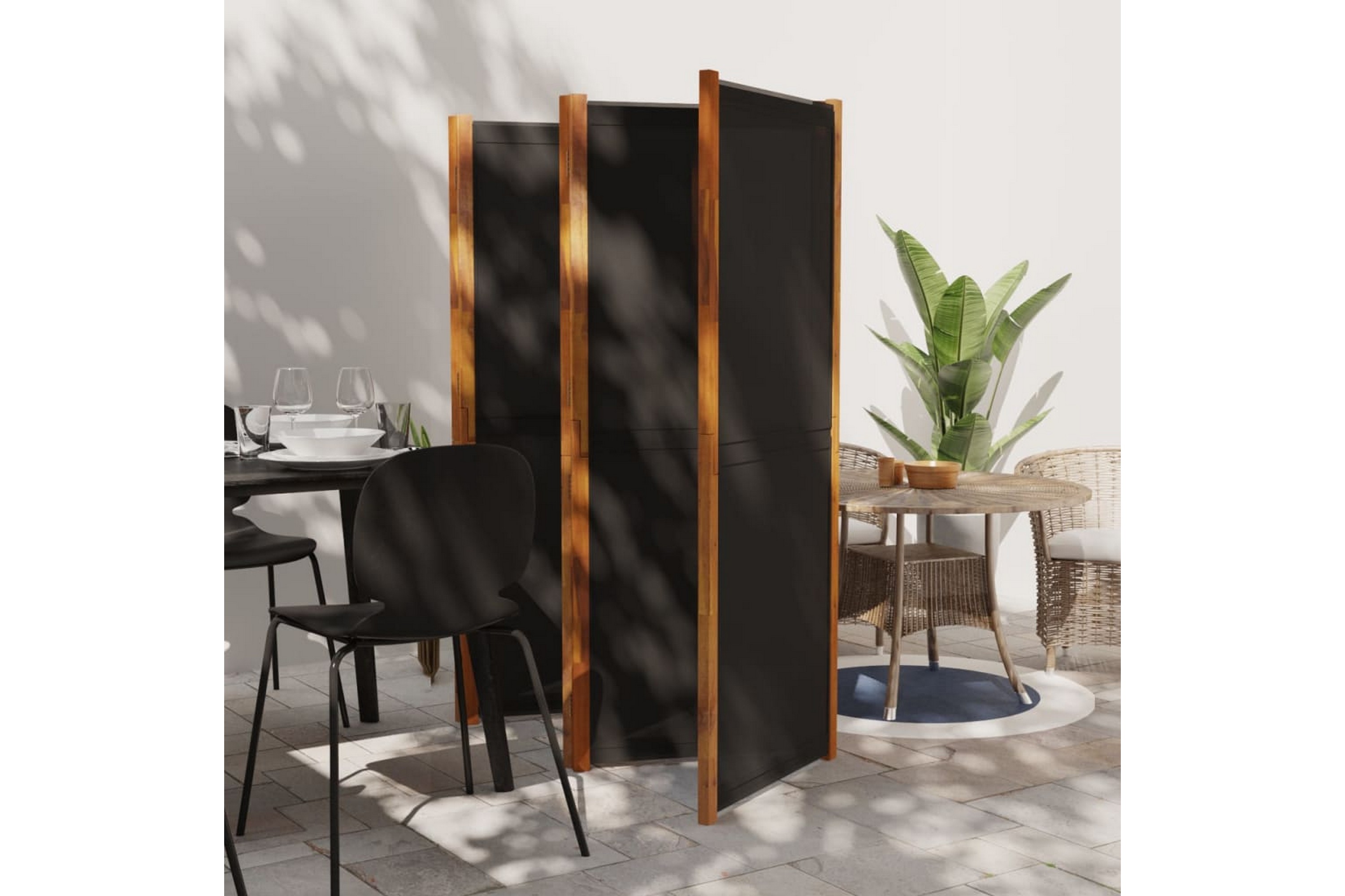 Rumsavdelare 5 paneler svart 350×180 cm – Svart