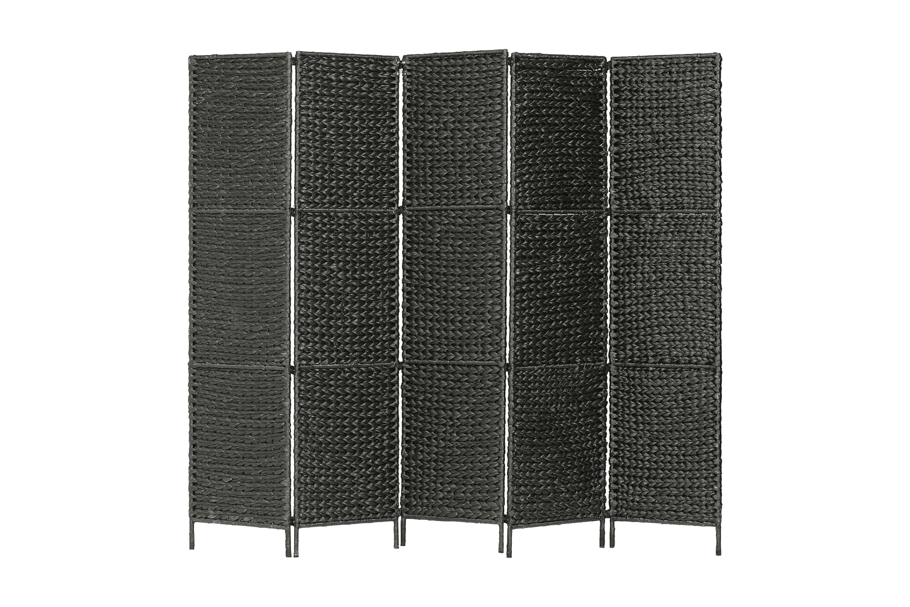 Rumsavdelare 5 paneler vattenhyacint 193×160 cm svart –