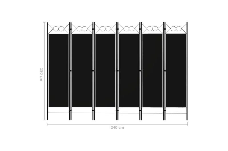 Rumsavdelare 6 paneler svart 240x180 cm - Svart - Rumsavdelare