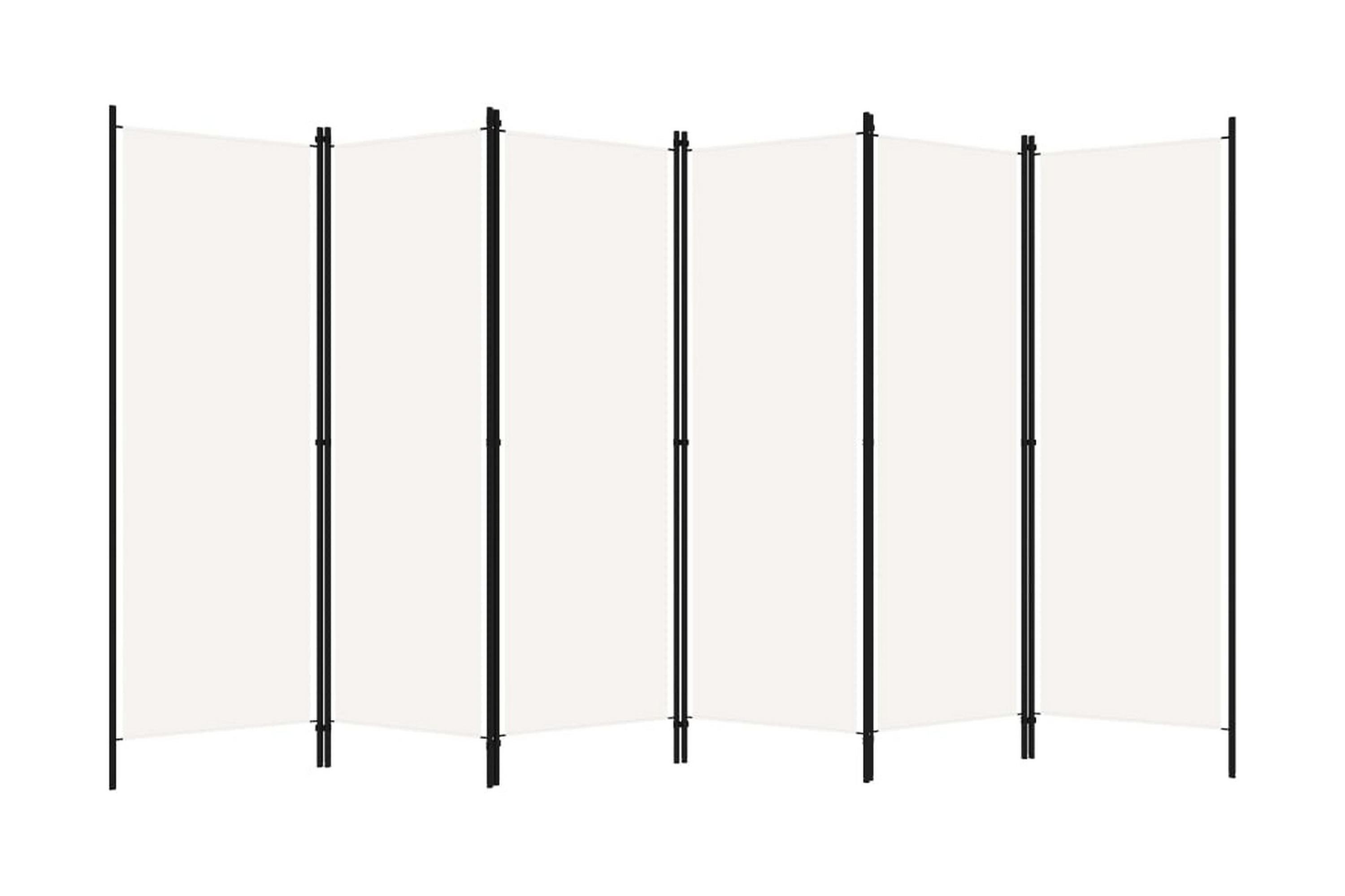 Rumsavdelare 6 paneler gräddvit 300×180 cm – Vit