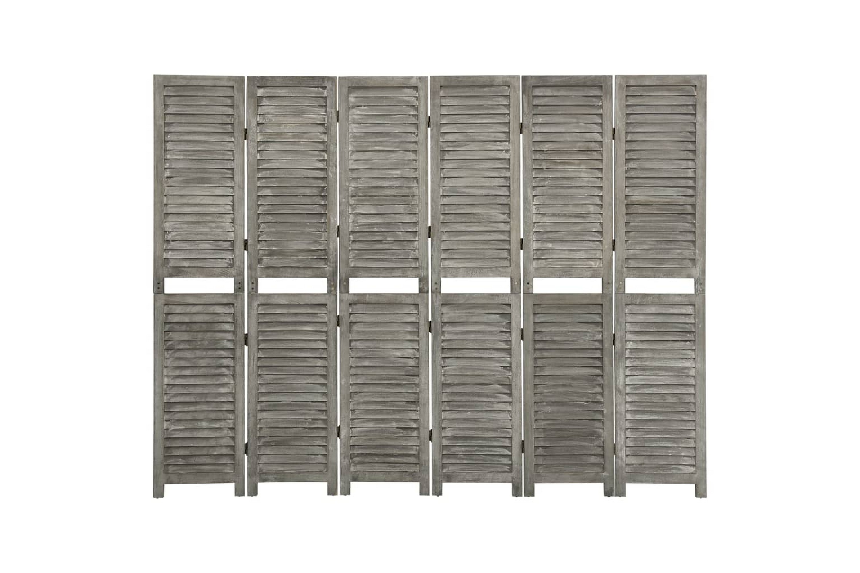 Rumsavdelare 6 paneler grå 214×166 cm massivt trä – Grå
