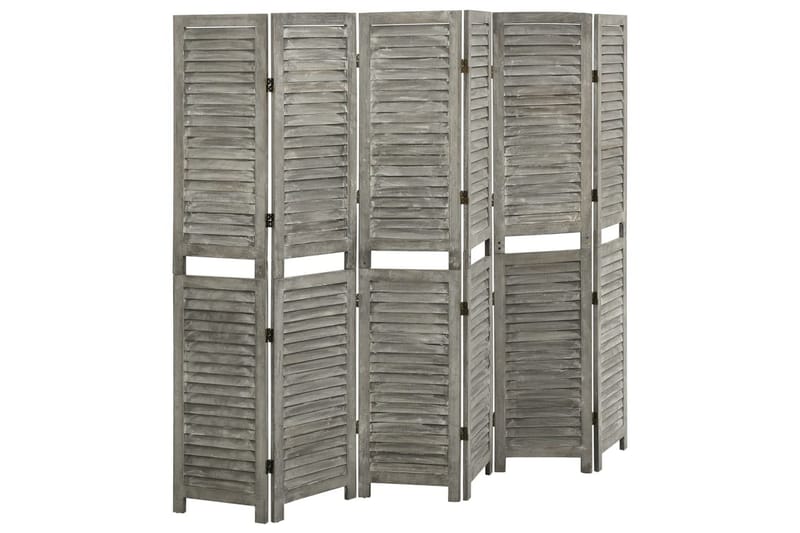 Rumsavdelare 6 paneler grå 214x166 cm massivt trä - Grå - Inredning & dekor - Dekor & inredningsdetaljer - Rumsavdelare