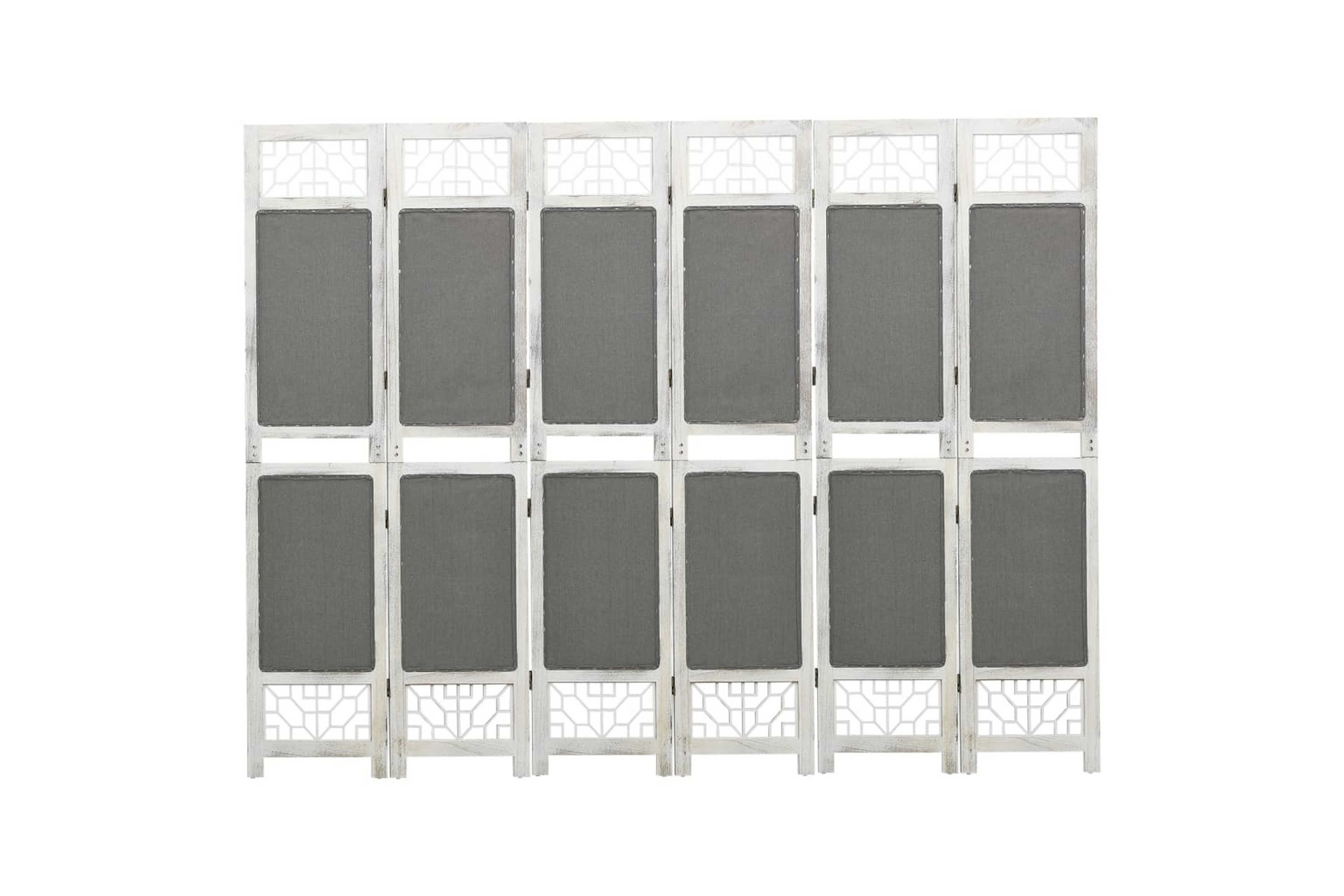 Rumsavdelare 6 paneler grå 210×165 cm tyg – Grå