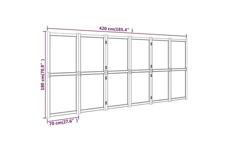 Rumsavdelare 6 paneler gräddvit 420x180 cm - Kräm - Inredning & dekor - Dekor & inredningsdetaljer - Rumsavdelare