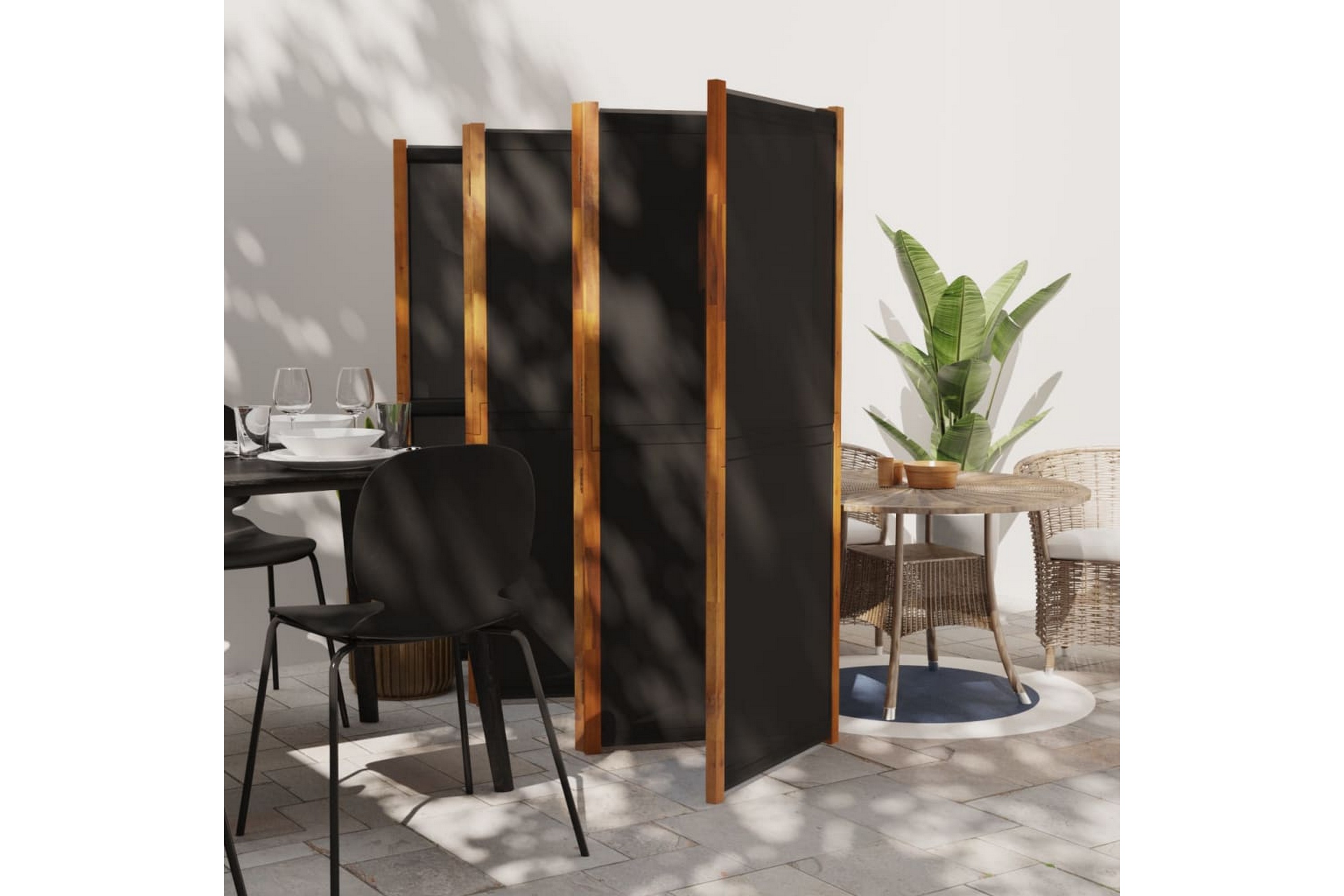 Rumsavdelare 6 paneler svart 420×180 cm – Svart