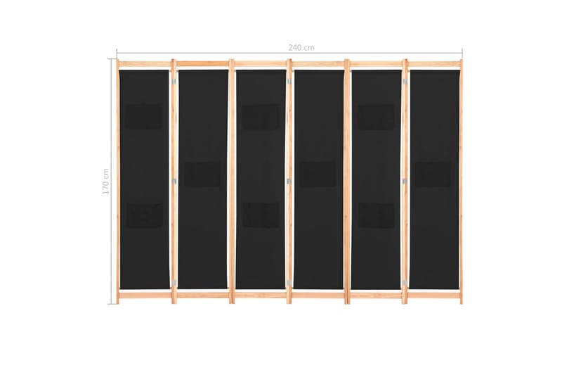 Rumsavdelare 6 paneler 240x170x4 cm svart tyg - Inredning & dekor - Dekor & inredningsdetaljer - Rumsavdelare