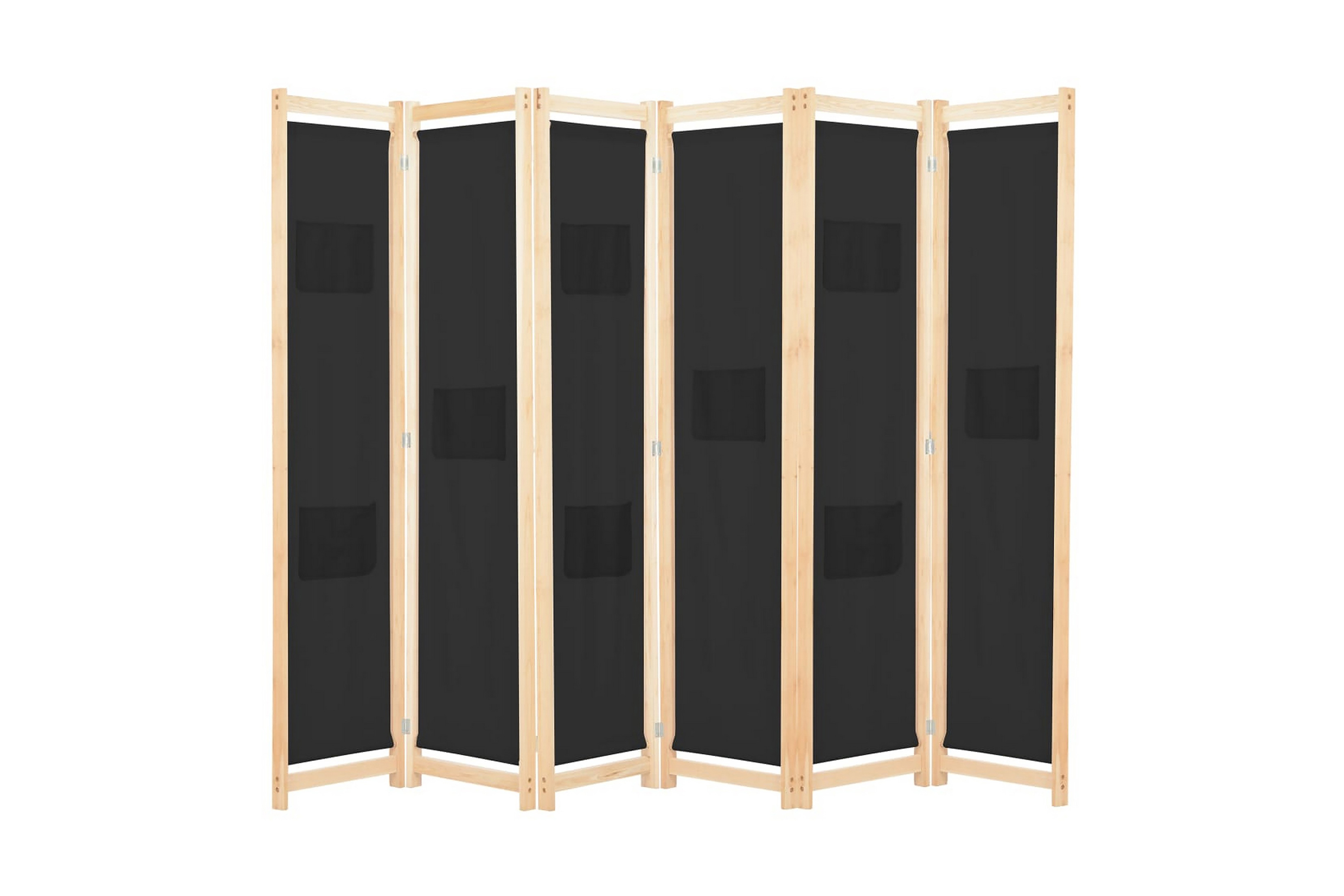 Rumsavdelare 6 paneler 240x170x4 cm svart tyg –