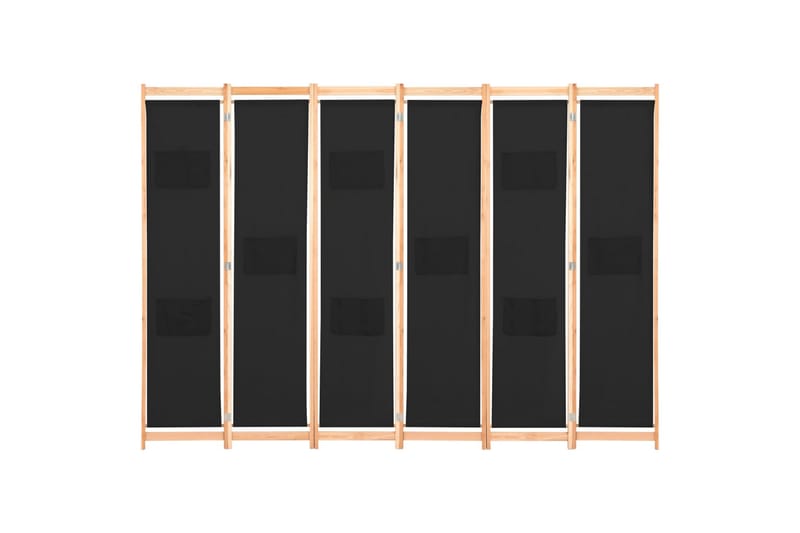 Rumsavdelare 6 paneler 240x170x4 cm svart tyg - Rumsavdelare