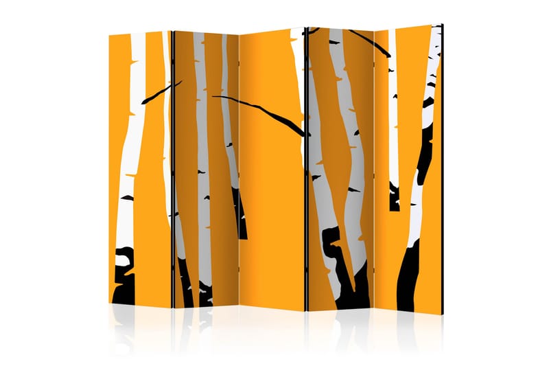 RUMSAVDELARE Birches on the Orange 225x172 cm - Artgeist sp. z o. o. - Rumsavdelare