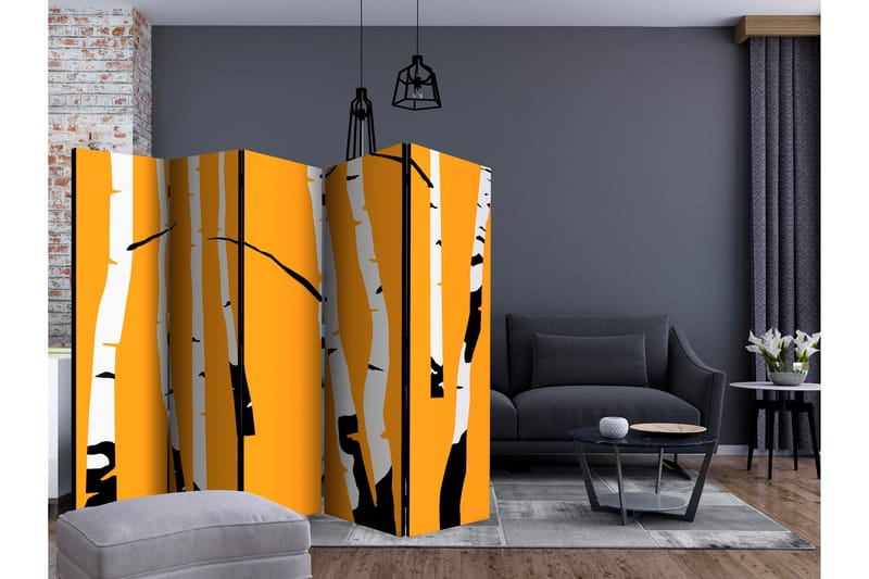 RUMSAVDELARE Birches on the Orange 225x172 cm - Artgeist sp. z o. o. - Inredning & dekor - Dekor & inredningsdetaljer - Rumsavdelare