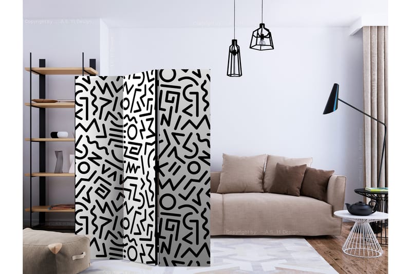 RUMSAVDELARE Black and White Maze 135x172 cm - Artgeist sp. z o. o. - Rumsavdelare