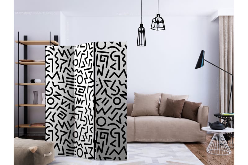 Rumsavdelare Black and White Maze 135x172 cm - Artgeist sp. z o. o. - Inredning & dekor - Dekor & inredningsdetaljer - Rumsavdelare