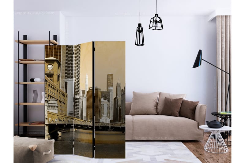 Rumsavdelare - Chicago's bridge (vintage effect) 135x172 - Artgeist sp. z o. o. - Inredning & dekor - Dekor & inredningsdetaljer - Rumsavdelare