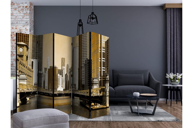 Rumsavdelare - Chicago's bridge (vintage effect) 225x172 - Artgeist sp. z o. o. - Inredning & dekor - Dekor & inredningsdetaljer - Rumsavdelare