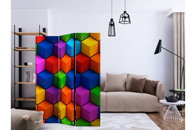 RUMSAVDELARE Colorful Geometric Boxes 135x172 cm - Artgeist sp. z o. o. - Inredning & dekor - Dekor & inredningsdetaljer - Rumsavdelare