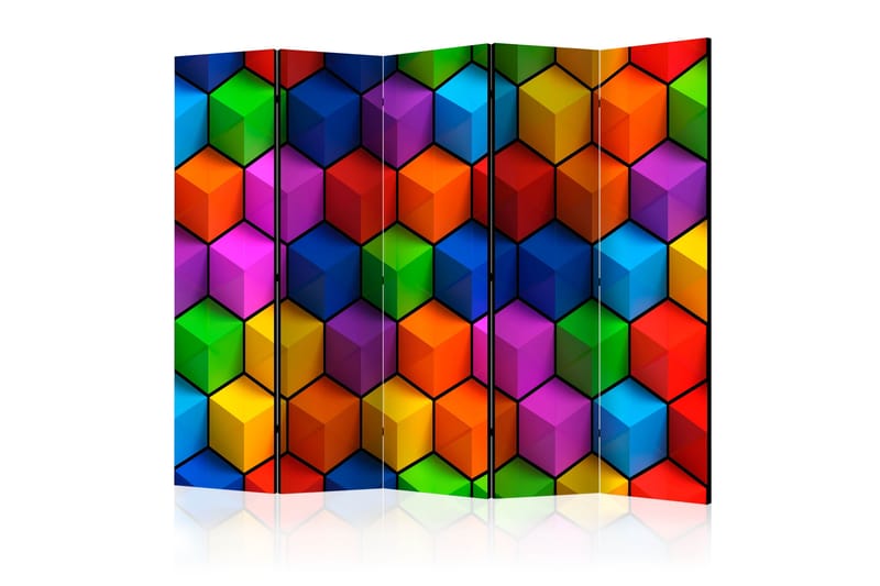 RUMSAVDELARE Colorful Geometric Boxes II 225x172 cm - Artgeist sp. z o. o. - Rumsavdelare