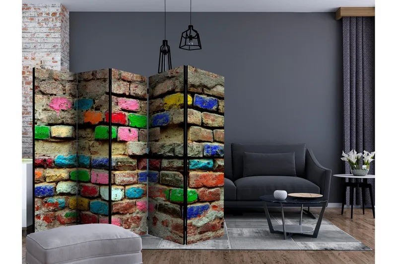 Rumsavdelare - Colourful Bricks II 225x172 - Artgeist sp. z o. o. - Inredning & dekor - Dekor & inredningsdetaljer - Rumsavdelare