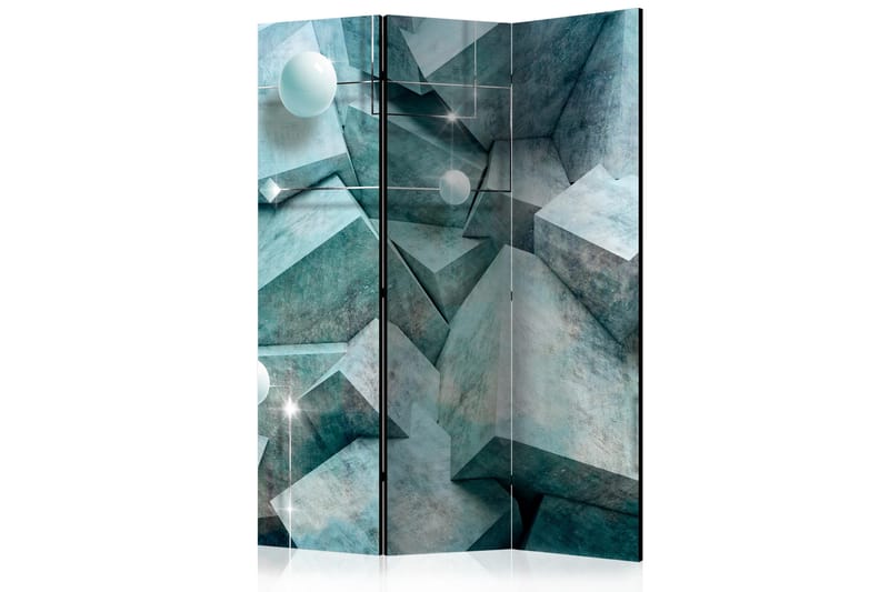 RUMSAVDELARE Concrete Cubes Green 135x172 cm - Artgeist sp. z o. o. - Rumsavdelare